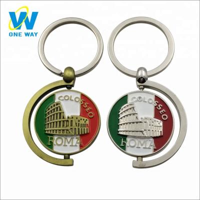 China Wholesale Promotion Custom Metal Key Chain Rotating 3D Plated Souvenir Key Chain for sale