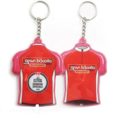 China Promotional Gifts Cheap Wholesale Custom Copy LED Light Key Chain T-shirt Shape Logo Keychain for sale