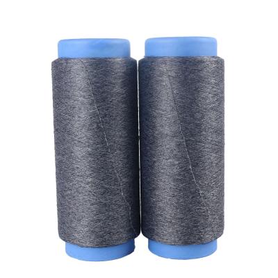 China Anti-bacteria Polyester Heather Hemp DTY Gray Black Blend 150D White Yarn For Knitting Fabric for sale