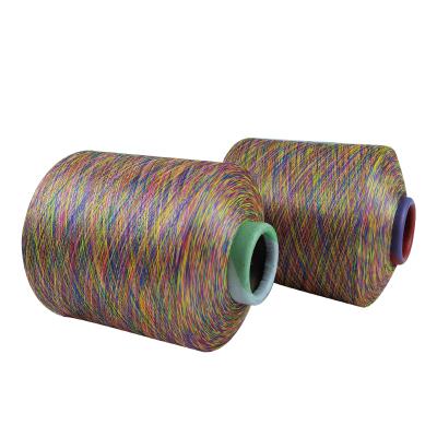 China 100% High Tenacity Polyester Yarn Cone Yarn 75d/72f Space Dyed Rainbow Fancy Yarn for sale