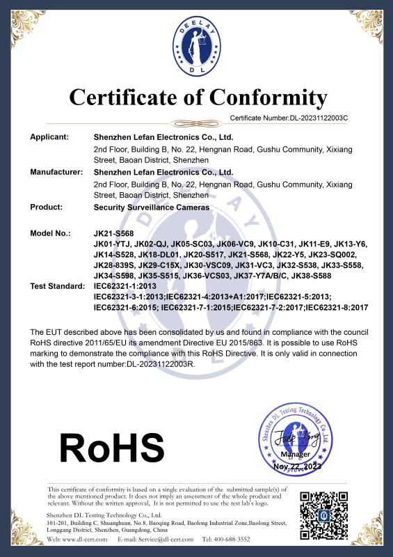 RoHS - Shenzhen Lefan Electronics Co., Ltd.