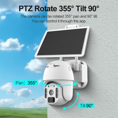 China Dual Lens Wifi Außen-CCTV-Kamera 8W 360 Grad Niedrige Leistung PTZ Solarkamera zu verkaufen