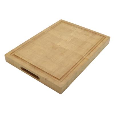 China Viable Rectangle Customized Logo End Grain Chopping Board Maple Wood Cutting Board for sale