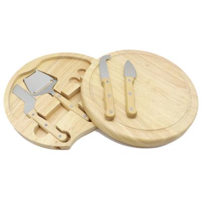 China Food Safety Round Cheese Knife Tool Kit Viable Cheese Cutting Board with Stainless Steel Cheese Knife Set for sale