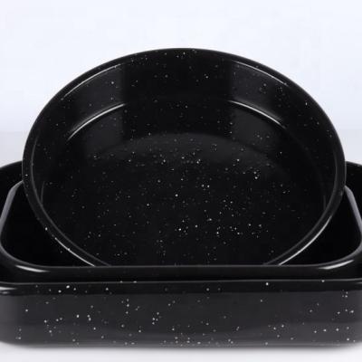 China Viable Special Italian Classic Pure Black Enamel Tin Box Food Grade Kitchen Customization Gray Pitching Series High-end Pitching Series for sale