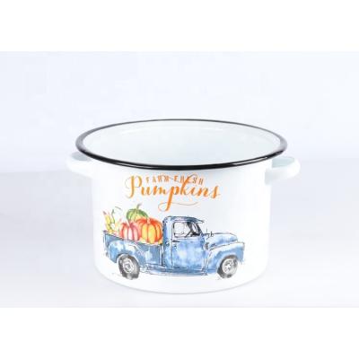 China Custom Disposable Sale Cartoon Car Printed To Glaze Large Capacity Ceramic Wine Basin for sale