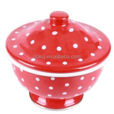 China Disposable Mom's Home Kitchen Use Factory Wholesale Custom Logo Print Eating Storage Dish Iron Dish Enamel Tin Metal Salad Serving Bowl for sale