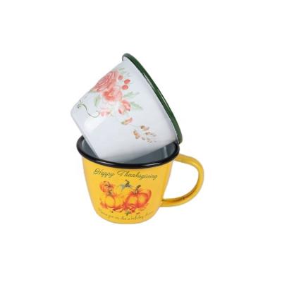 China Disposable Made In China Cheap Custom Flower Pattern Coffee Milk Cup With Handle for sale