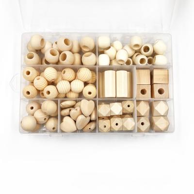 China 108pcs Safe Mixed Wood Bead Set Natural Wood Bead For DIY Jewelry Making for sale