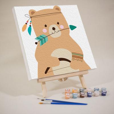 China Hot Selling 30*30cm Painting Children's DIY Colorful Canvas Set With Brush And Acrylic Paint for sale