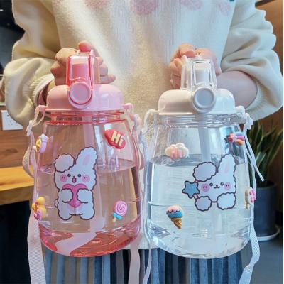 China Viable Huge Capacity Outdoor Sports Backpack Big Belly Cute Plastic Water Sticker Creative Large Capacity Portable Straw for sale