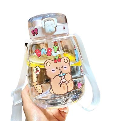 China Stunning Sustainable Summer 1300ml 44oz Hot Outdoor Sports Backpack Cute Big Belly Cup Sticker PC Plastic Water Bottle for sale