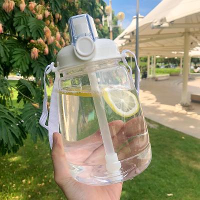 China 2 Types Sustainable Drinking Lid Bottle 1300ml Plastic Water Bottles Ooutdoor Travel Bottle With Strap for sale