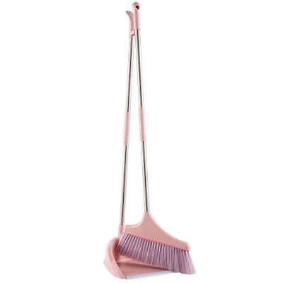 China Home Comic Household Tool Long Handle Broom And Plastic Dustpan Cleaning Set With Card Slot for sale