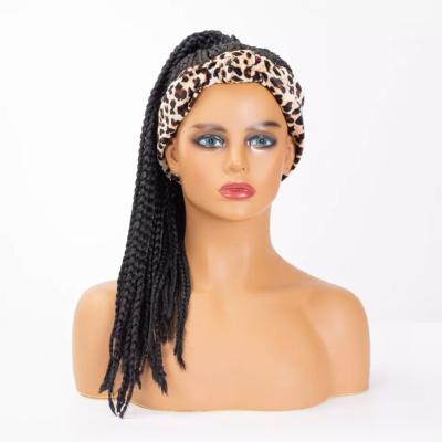 China Hot Selling Yaki Braided Hair Wigs Leopard Print Headband Synthetic Hair Wigs For Women for sale