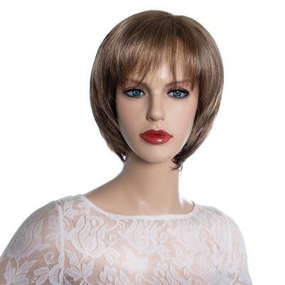 China Wholesale Short Straight Hair Synthetic Hair Wigs Mixed To Color Straight Hair Air Bangs Short Curly Hair For Women for sale