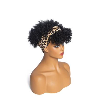 China Hot Selling Jerry Curl Elastic Band Synthetic Wig Headband Short Curly Hair For Black Women for sale