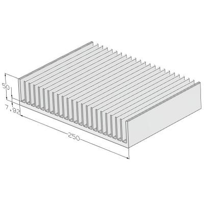 China Radiator Cutting Length Flexible Aluminum Radiator Extrusion 250(W)*50(H)mm for sale