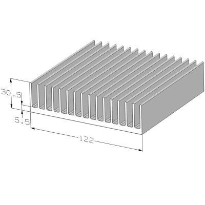 China Radiator Cutting Length Flexible Extrusion Heatsink Profile 122(W)*30(H)mm for sale