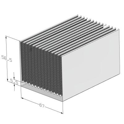 China High Aluminum Radiator Cooling Fin Radiator 67(W)*58.5(H)mm for sale