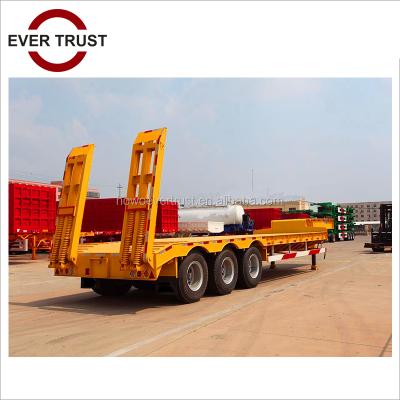 China Tri axle truck trailer CHINA low price 3 axle 60 tons low bed trailer lowbed trailer price for sale