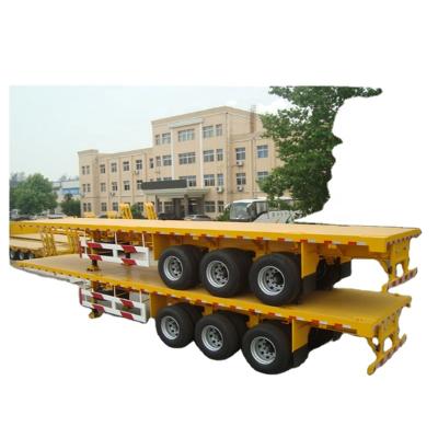 China Low Price 40 FT3 Axle High Quality Tri Axle Flat Bed Container Flatbed Semi Trailer Truck for sale