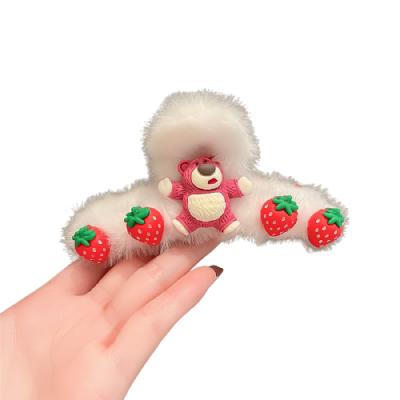 China Fashion Korea fashion simple and beautiful plush cartoon hair accessories hair claw clips large for women for sale