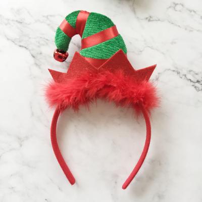 China Festival Christmas Headband Bell Feather Decoration Hair Accessories Party Elf Logo Festival Headband Custom Wholesale for sale