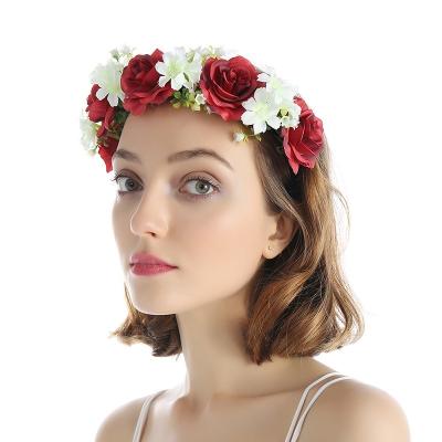 China Creative Christmas Metal Headband Art Hair Decoration Rose Flower Hair Band Face Cloth Simulation Hair Decoration Girl Hair Decoration New for sale