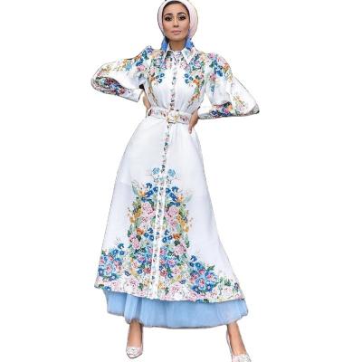 China Dubai Morocco Arabic Long Turban Design Turkish Muslim Woman Fashion Dress With Sash Elegant Vintage Abaya 861 for sale