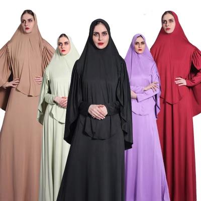 China Fiber Ramadan Hooded Muslim Women Hijab Prayer Dress Long Khimar Eid Gown Abayas Skirt Sets Islamic Clothing Micro Burka Jilbab Abaya for sale