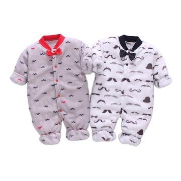 China Polyester Baby Romper/Winter Autumn Romper Warm Blanket Newborn Cotton Baby Clothes Soft Print Cute Warm Infant Baby Fleece Jumpsuit Pajamas for sale