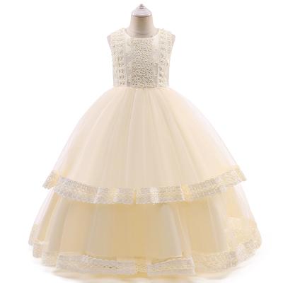 China Hot Sale Physical Washable Baby Wedding Party Dress Solid Color Summer Wear Formal Party Dress For 7 To 12 Years Girls for sale