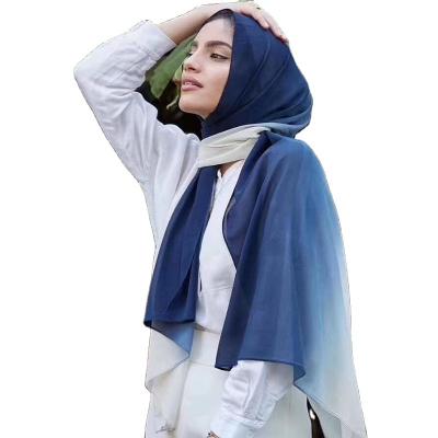 China Fashion Beautiful High Quality Muslim Hijab Scarf Solid Chiffon Scarves Smooth Light Ombre Chiffon Hijab For Islam Girl 175*75cm for sale