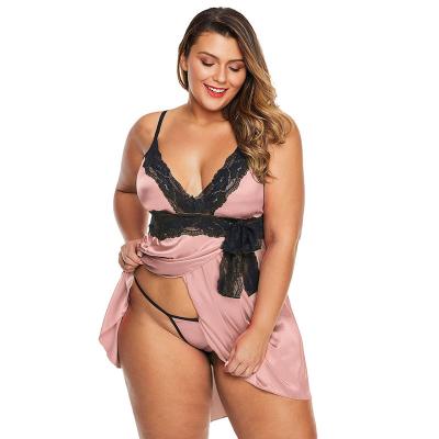 China QUICK DRY Sleepwear Underwear Plus Size Sleep Wear 3x Sexy Nightgowns Lace Nightgown Dress G-string Sleepwear Plus Size for sale