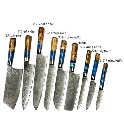 China Viable Set Vg10 Knife Set High Quality Japanese OEM ODM VG10 Damascus Knife Set for sale