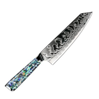 China Viable Japanese Shell Handle Croco Pattern AUS10V Abalone Damascus Damascus kiritsuke gyuto chef knife for sale