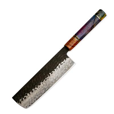 China Durable vg10 china damascus steel nakiri knife with octagon handle for sale