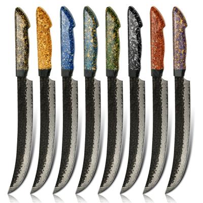 China 10 Inch Damascus Korouchi Finish Hammer Blade Slicing Knife Viable Steel Meat Slicing Knife for sale