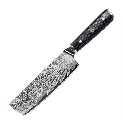 China 67 Viable Natural Layers Of Damascus Begonia Pattern Steel 7 Inch Japanese Nakiri Chef Knife for sale