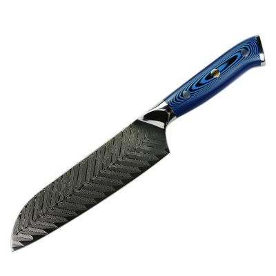 China 73 Durable Layers Professional Damascus Steel Santoku Knife With Beautiful Wood Handle for sale