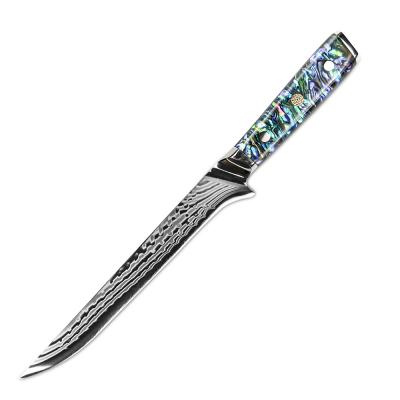 China 45 Viable Layers Of Damascus Steel Professional Boning Knife With Abalone Handle for sale