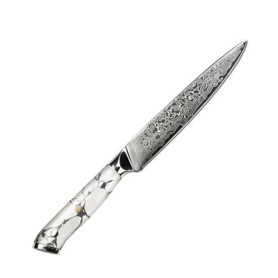 China 6 INCH Damascus Steel Kitchen Serving Knife Viable White Turquoise Stone Handle for sale