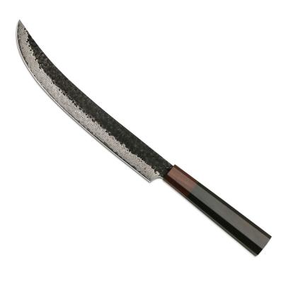 China Viable Yangjiang Amber Layers VG10 Japanese Kitchen Damascus 10 Inch 67 Slaughter Steel Knife With Black Ebony Wood Handle for sale