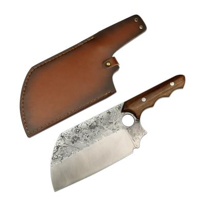 China Disposable New Arrivals 7 Inch Stainless Steel Rosewood Handle Handmade Forged Sharp Slaughter Nakiri Knife With Sheath for sale