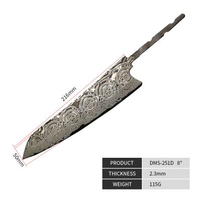 China Large Viable Rose Pattern vg10 Damascus Steel Kitchen Knife Blanks for sale