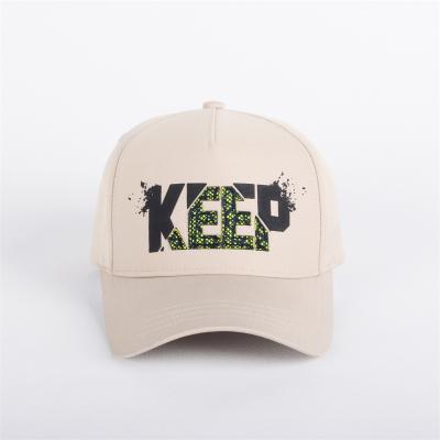 China JOINT Hot Sale Keep One Eye Sports Khaki Baseball Cap With 5 Panel Printing Baseball Cap for sale