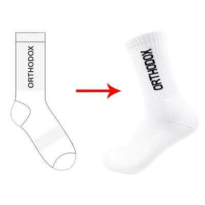 China Black Letter Cotton Logo For Gym Athletic High Quality Breathable 100% Thick Running Sports Socks Custom Made for sale