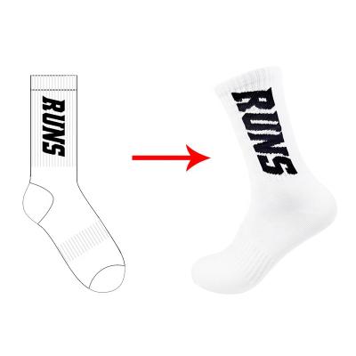 China Breathable High Quality 100% Cotton Custom Socks White Sport Gym Fitness Logo Socks Customize for sale