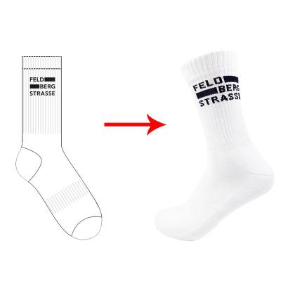 China Breathable Crew Socks Logo White Sports Cotton Socks Custom Made Comfortable Sale Men's Socks for sale